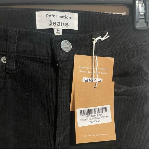 NWT Reformation Peyton High Rise Bootcut Corduroy Pants Black- Size 24 - Picture 4 of 8